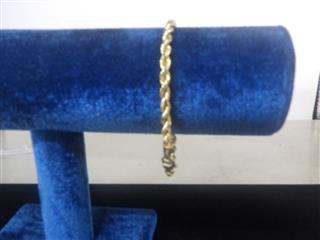 10K Yellow Gold Rope Bracelet 6.9g 8